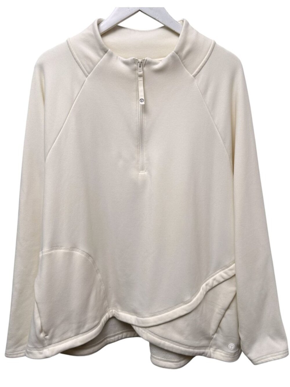 T By Talbots Sweatshirt Womens Plus Size 3X Ivory 1/2 Zip Fleece Pullover Casual
